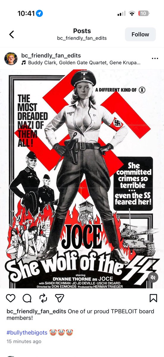 JocelynJ24289's tweet photo. The photos attached to this post were made of me — my face photoshopped onto Nazi propaganda, with nazi connotations, and just overall disturbing nature— and shared on Instagram after I started the process of forming a Turning Point USA chapter at Beloit College.
We met every requirement to become a recognized club except one: a faculty advisor. After multiple professors refused, we asked the Dean of Students for help and got absolutely nothing. Then, after posting our executive board on Instagram, the harassment exploded. Dozens of comments calling us Nazis, KKK members, white supremacists, and even personal insults.
We reported everything. Beloit College’s response? That there was “no real threat” and that we should consider starting a different organization. Meanwhile, the College Democrats operate without obstacles, without harassment, and with full institutional support.
So yes, Beloit College loves “inclusion” — as long as you agree with them. If not, harassment is ignored, safety is dismissed, and students are left on their own.
Do better, Beloit College. This is embarrassing.