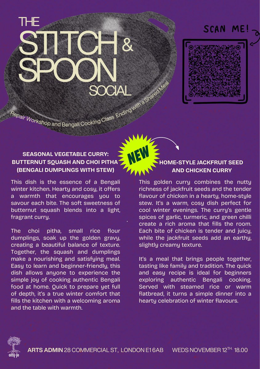 Wondering what to do next Wednesday evening? Come to Stitch and Spoon Social - do a food or repair / sewing session and have a relaxing meal with everyone to end the evening.  Meet new people. Learn something new. 
Book your ticket now - 
bit.ly/47p33dZ