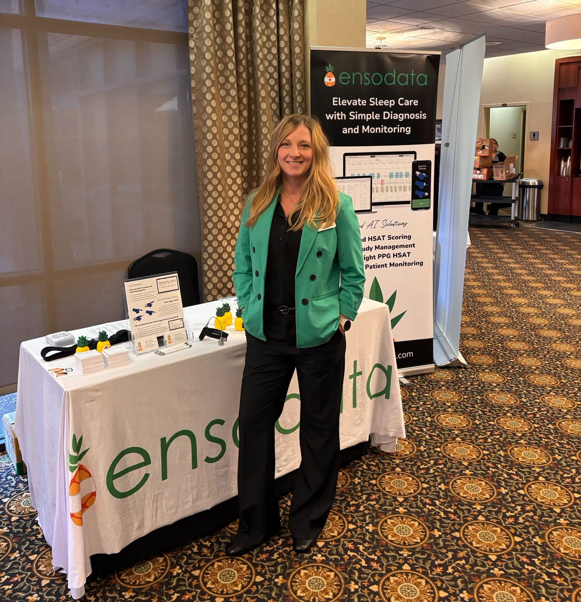 EnsoData's tweet image. Catch Jessica Moore at the Maryland Sleep Society Annual Conference this weekend! She&apos;s got smiles, pineapples 🍍, and insights on why clinics love our multi-night home sleep testing solution.