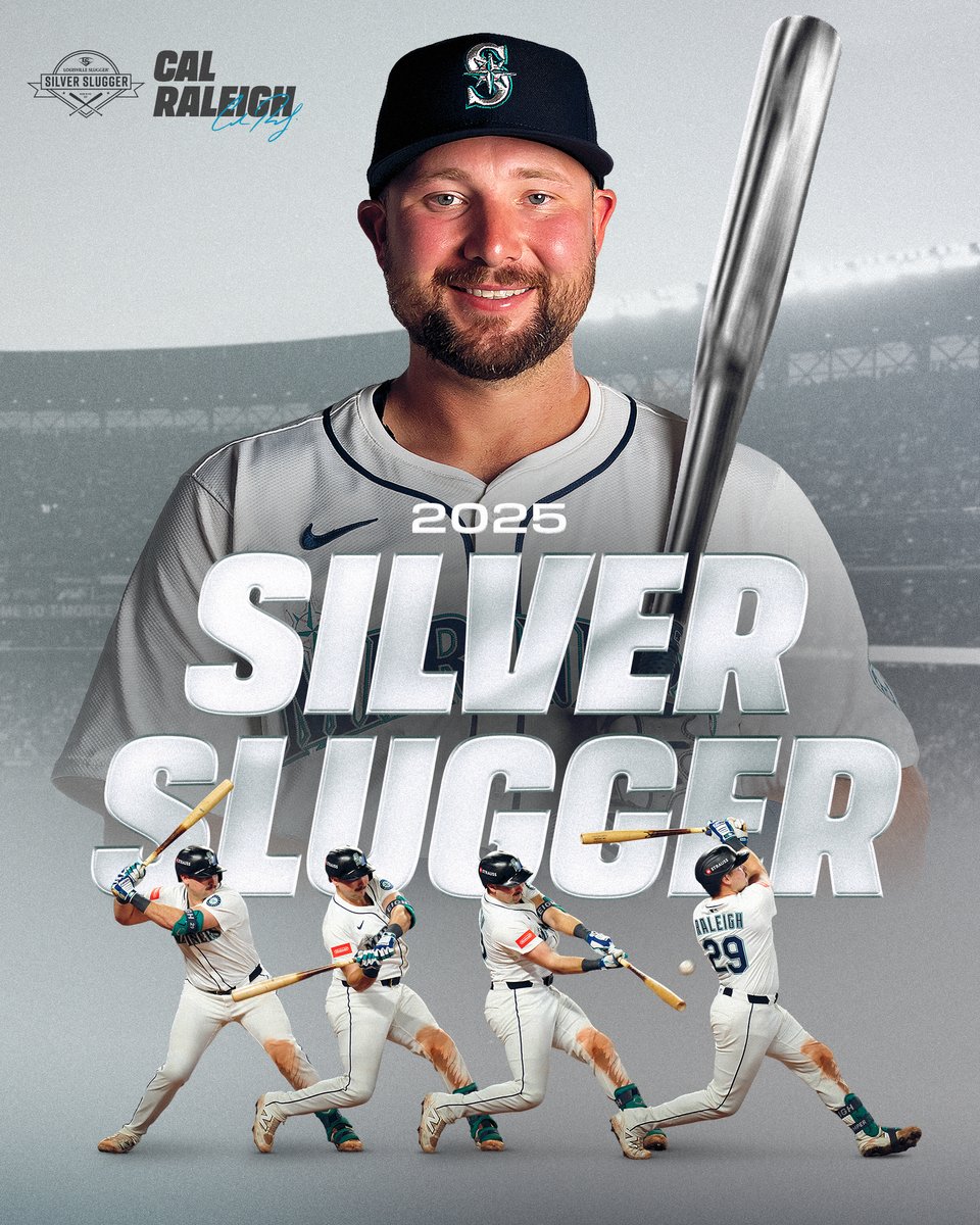 Mariners's tweet image. History-making, record-breaking 🤩

Congrats to Cal Raleigh on winning his first @sluggernation #SilverSluggerAward! #TridentsUp

🔗 atmlb.com/4qMsWMn