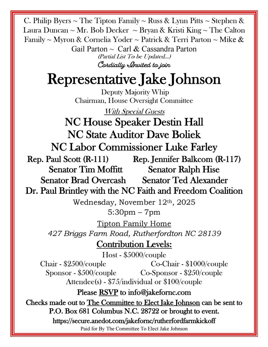 RepJakeJohnson's tweet image. Thank you to my family, colleagues &amp;amp; friends for the outpouring of support. Join us next week for our kickoff in Rutherfordton. I look forward to continuing to serve &amp;amp; getting back a @NCHouseGOP supermajority! #ncpol #ncgop @ncspeakerhall @NCAuditorBoliek @LukeFarleyNC