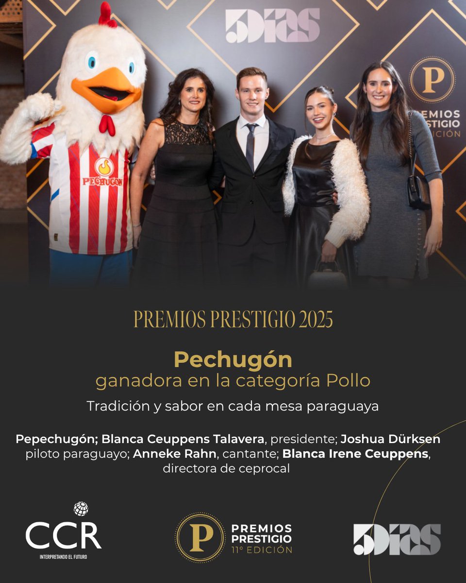 5DiasPy's tweet photo. 🏆 PREMIOS PRESTIGIO 2025
Pechugón, ganadora en la categoría Pollo 🍗
Tradición y sabor en cada mesa paraguaya 💛
#PremiosPrestigio2025 #Pechugón #5Días #Prestigio https://t.co/vwa0UV7NUI