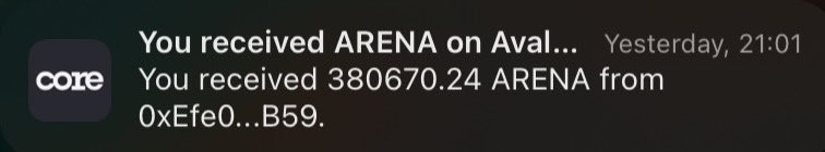 Imagine someone you’ve never met and hardly even interacted with online sending you this much crypto just for buying their ticket over a year ago on <a href="/TheArenaApp/">The Arena ⚔️</a>

Crazy appreciation to <a href="/x6oldfish/">abyssus Goldius felix</a> for this!

A man of his word

A legend