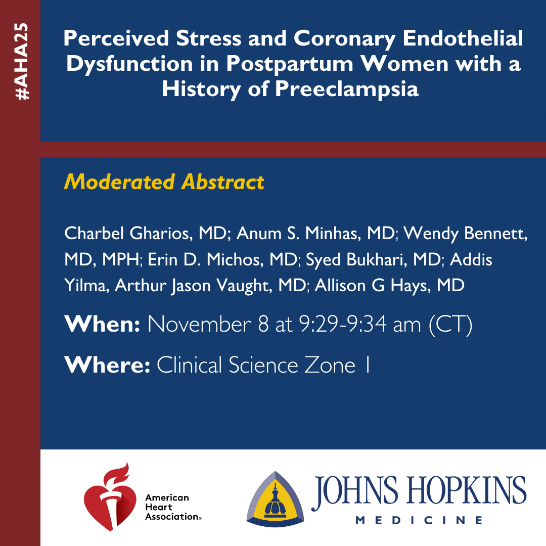 Don't miss this <a href="/HopkinsMedicine/">Johns Hopkins Medicine</a> team at #AHA25! <a href="/AllisonGHaysMD/">Allison G. Hays, MD</a> <a href="/DrAnumMinhas/">Anum Minhas</a> <a href="/ErinMichos/">Erin D. Michos, M.D.</a>
