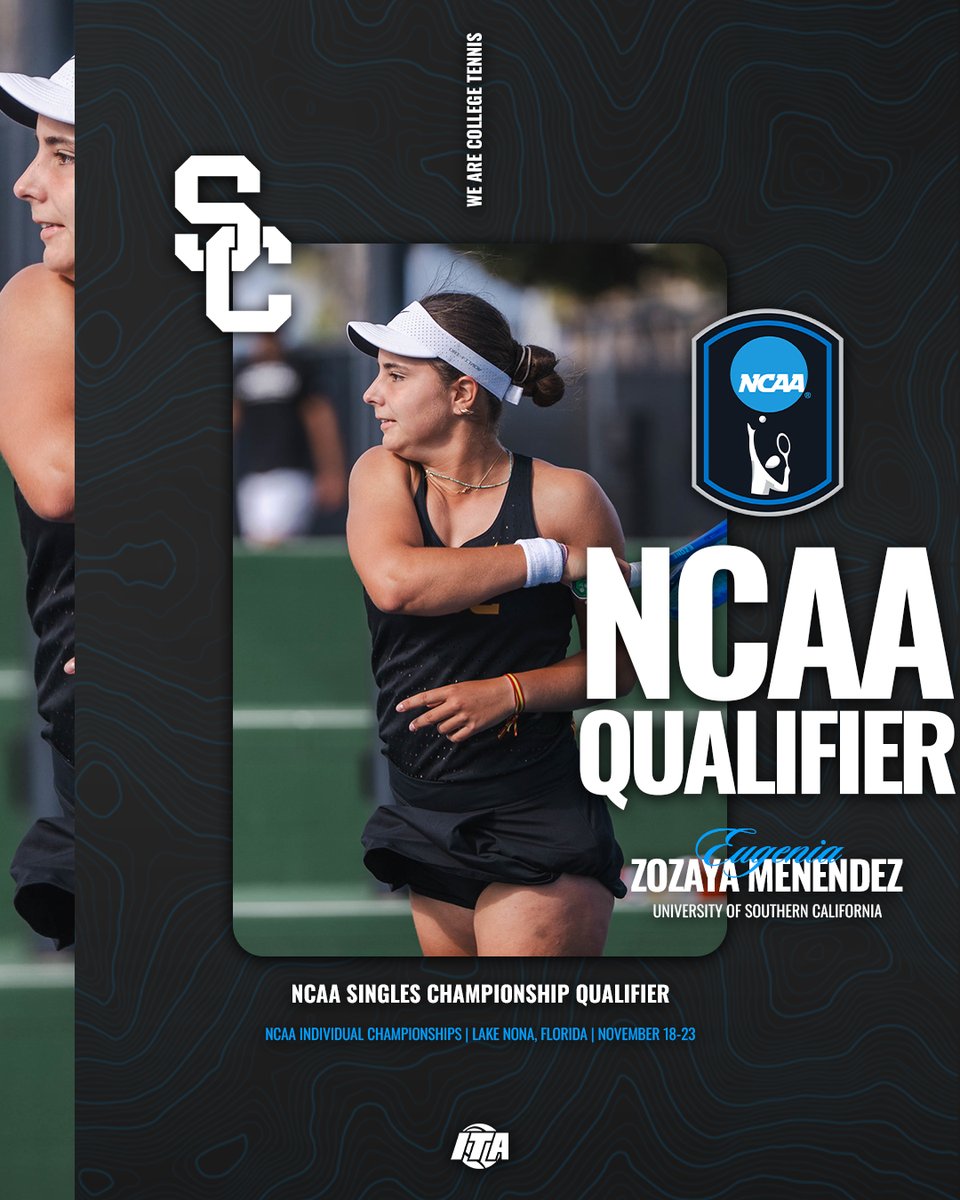 ITA_Tennis's tweet image. Spot Secured In Orlando 🎟️

Eugenia Zozaya Menendez (@USCWomensTennis) has qualified for the 2025 NCAA Singles Championships by reaching the semifinals of the ITA Conference Masters!

#WeAreCollegeTennis | #ITAMasters