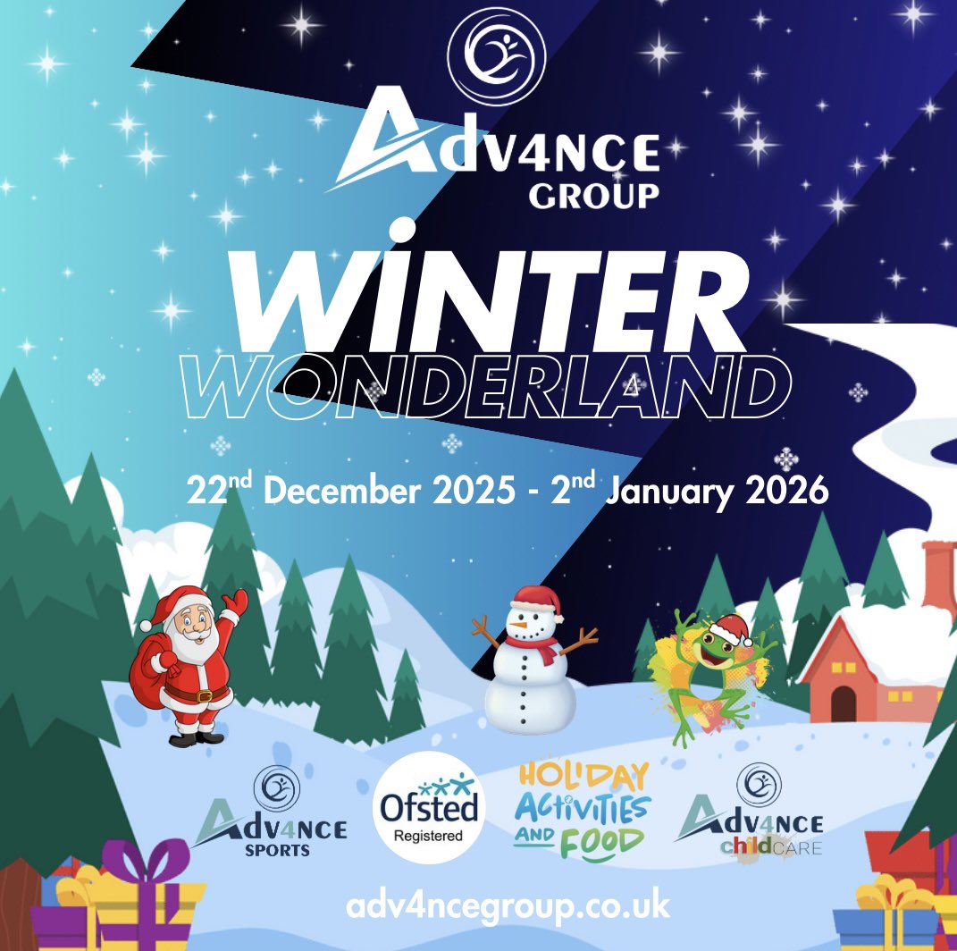 adv4ncesports's tweet photo. Winter Wonderland Holiday Clubs - Book your child’s place now! ❄️ 

🗓️ Monday 22nd December 2025 - Friday 2nd January 2026! 

📍 Locations across Staffordshire and Cheshire! 

https://t.co/ghVKKlpuqG https://t.co/560yxPtycD