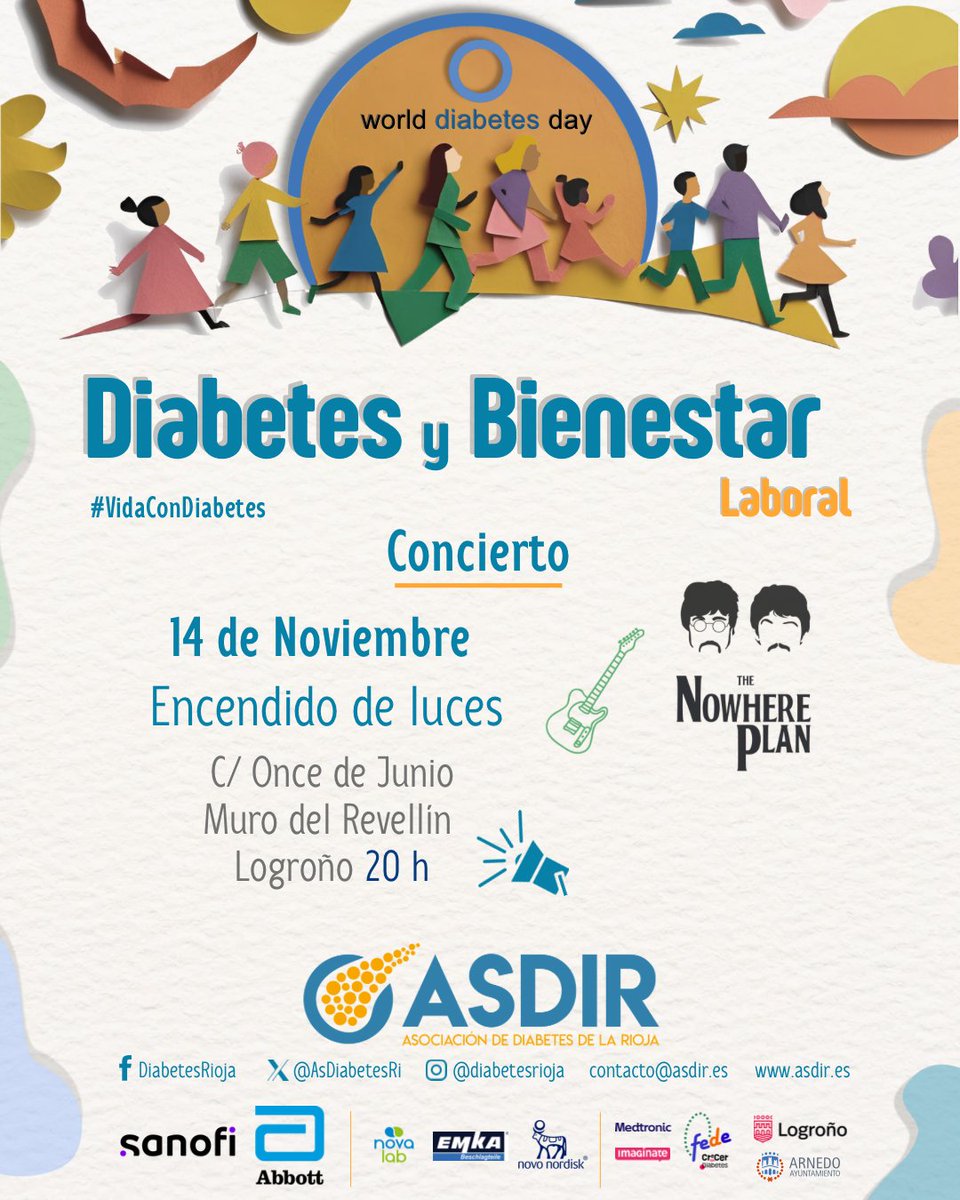 AsDiabetesRi's tweet photo. DMD La Rioja 2025 — Gracias por hacerlo posible: @SanofiES @MedtronicES @NovoNordiskES @AbbottNews @MDiabetesE_ES y EMKA 💙
#LaRiojaSeIluminaDeAzul #WorldDiabetesDay #VidaConDiabetes #ASDIR https://t.co/btPctwPnMW