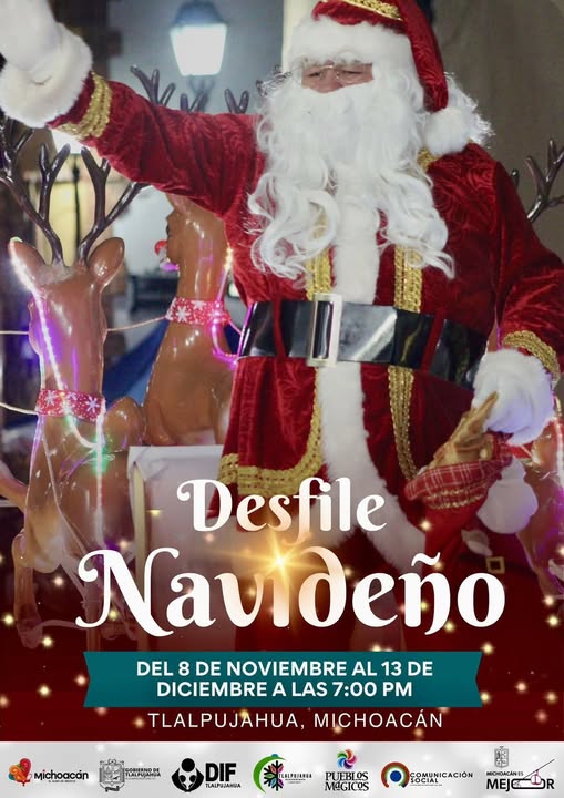 Tlalpujahua, Mich.
El Presidente del Gobierno Municipal de Tlalpujahua Jorge Medina Montoya, invita a los más desfiles navideños de la Edición 26 de la Feria de la Esfera Tlalpujahua 2025.