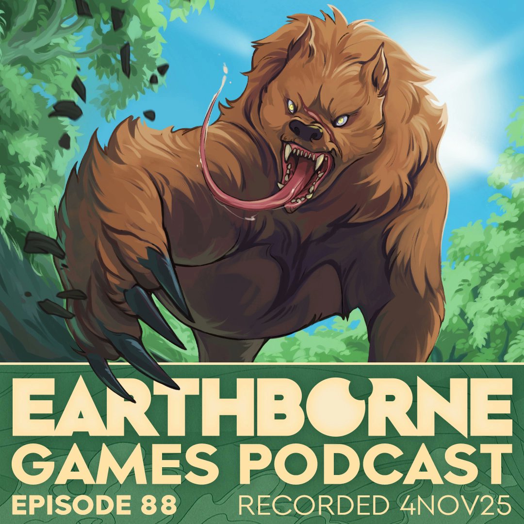 New Podcast @ 1:30pm CST! Hair, Halloween recap, giant skeletons, Spire in Bloom compatibility, Aidalon late pledges, sustainable production map, Chinese printing, travel games, Ball x Pit, Hades 2, Dispatch, and Final Girl. 
earthbornegames.com/podcast-ep-88-…