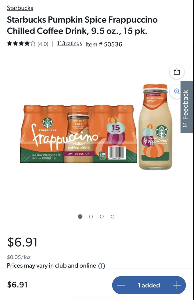 Pricerrors's tweet image. SAM'S CLUB ERROR ON STARBUCKS 🎃

Select locations are showing around $6 for a Case of 15 Starbucks Pumpkin Spice Frappuccino drinks.

Retailing $40+ everywhere else!

Check for local stock:
mavely.app.link/e/WwuJMs0K6Xb
