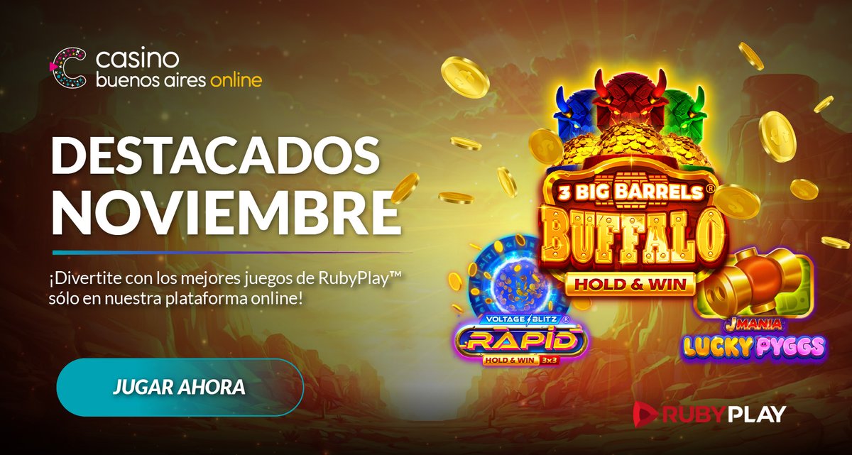 casinobaonline's tweet image. 🎰 ¡Noviembre trae nuevas emociones con RubyPlay™!
Probá los juegos más 🔥 del mes y multiplicá tu diversión.
👉 Entrá y jugá ya.
#CasinoBuenosAiresOnline #RubyPlay #Noviembre
