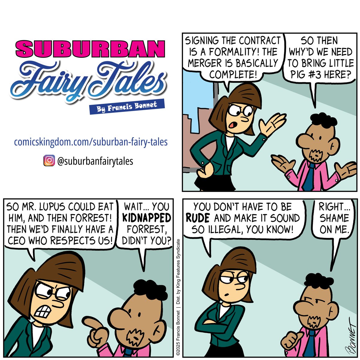 francisbonnet's tweet photo. So there's a little bit of a plot twist in this comic! Did you see it coming? 😁
Get early access and read my exclusive comics: https://t.co/4f6dh81RoO
#comicstrips #fairytaleretelling #funnycomics #cartoonpig #humor #respect #corporatestyle #betrayal #businesslife #ceomindset https://t.co/jcKG0aR7Vh