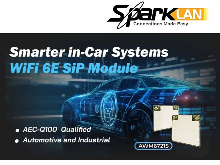 MA_Rugged's tweet image. Driving the future of automotive connectivity! #SparkLAN&apos;s AWM6721S #WiFi6E + Bluetooth 5.4 module delivers tri-band performance, low latency &amp;amp; LE Audio in a compact, AEC-Q100 Grade 3 design (–40°C~85°C)—perfect for IVI, smart cockpits &amp;amp; EVs. bit.ly/3KZSWnd #ConnectedCar