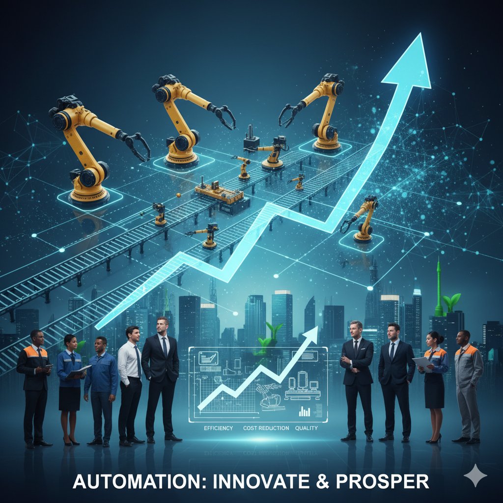FlowSync_N's tweet image. Automation is revolutionizing industries by enhancing efficiency, reducing costs, and improving quality. Adapting to this shift is essential for competitiveness, innovation, and a more productive, technology-driven future.