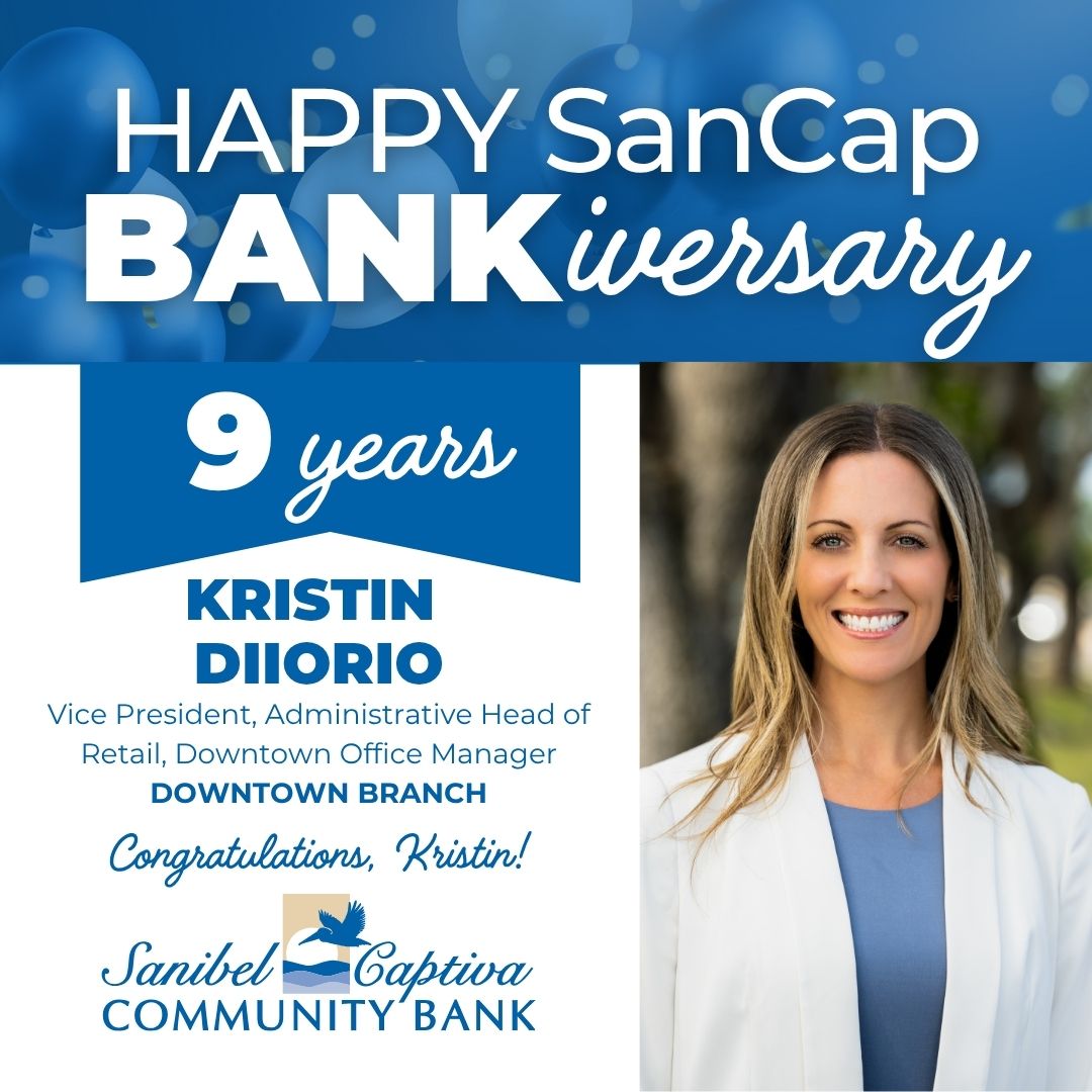 Today, we celebrate the remarkable &amp; incredible Kristin DiIorio, VP, Administrative Head of Retail &amp; Downtown Office Manager on her 9th SanCap Bank-i-versary! Your dedication, leadership, professionalism &amp; unwavering commitment inspire us all Kristin! ow.ly/EKPJ50Xm0h0