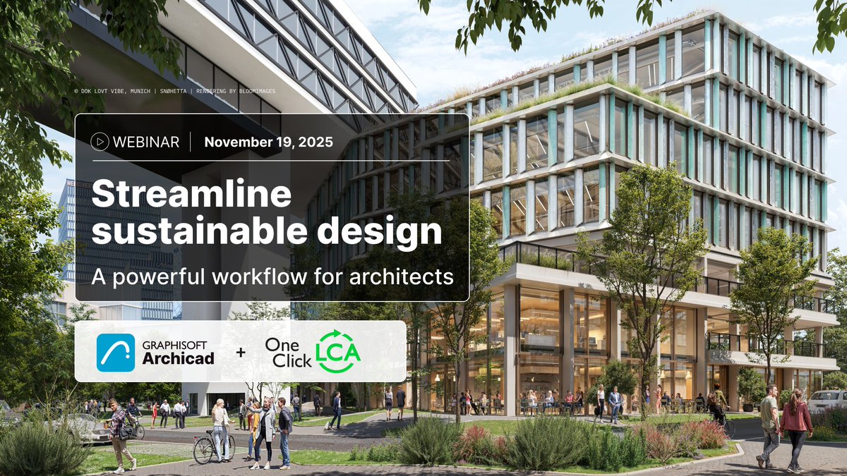 GraphisoftUK's tweet image. 🌱 How early can you start designing for sustainability? Learn to integrate CO₂ data from the get go using Archicad + One Click LCA. Join our webinar!

USA: bit.ly/4otHAqB
UKI: bit.ly/4oq2vKX