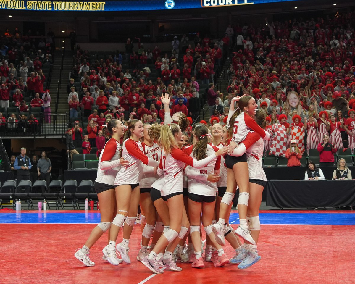 The Red Knights are advancing to the State championship! BSM defeated Stewartville today 3-0. See you Nov. 8 at 6:30 p.m. at the Grand Casino Arena for the finals! #RollRed #RedKnights