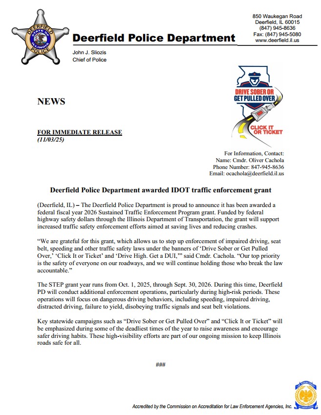 Deerfield Police tweet media