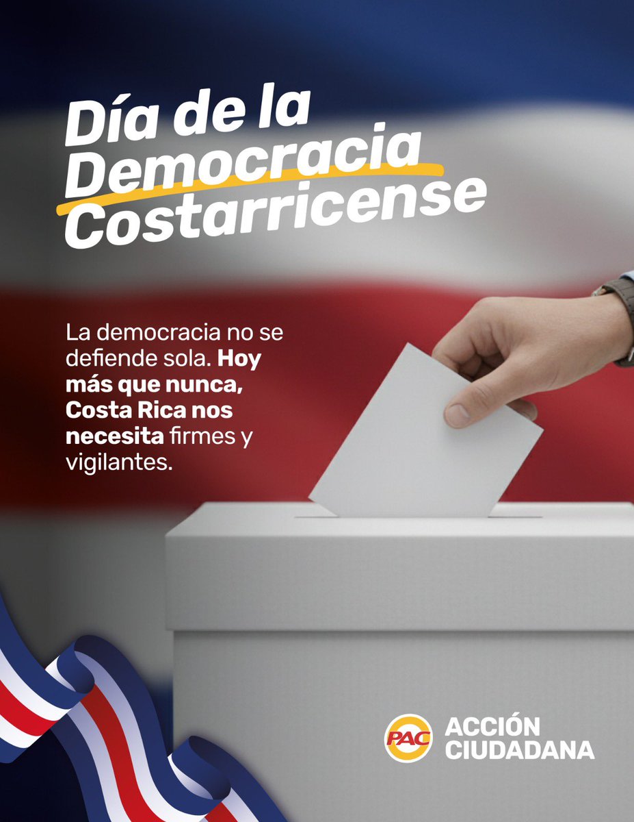 Hoy celebramos la #Democracia, el motor que nos permite a todos  sumar para seguir construyendo la Costa Rica que merecemos.

Reafirmamos nuestro compromiso con el fortalecimiento de la democracia y la transparencia. Sigamos defendiendo y protegiendo  juntos este valioso legado🇨🇷