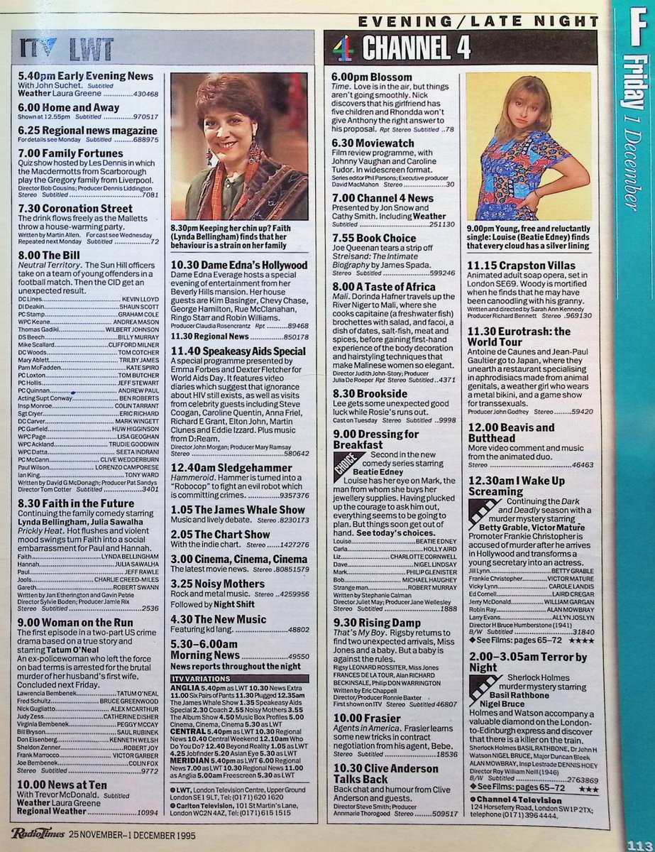 TvDidYouSee's tweet photo. #OnThisDay 1 December 1995 ๐บTV Listings
#AmandaRedman stars in DANGERFIELD.
The Mallets throw a housewarming party in #CoronationStreet.
Classic NOT THE NINE O'CLOCK NEWS and RISING DAMP, plus new episodes of COOGAN'S RUN, FAITH IN THE FUTURE and DRESSING FOR BREAKFAST. https://t.co/gMZ08xyKLM