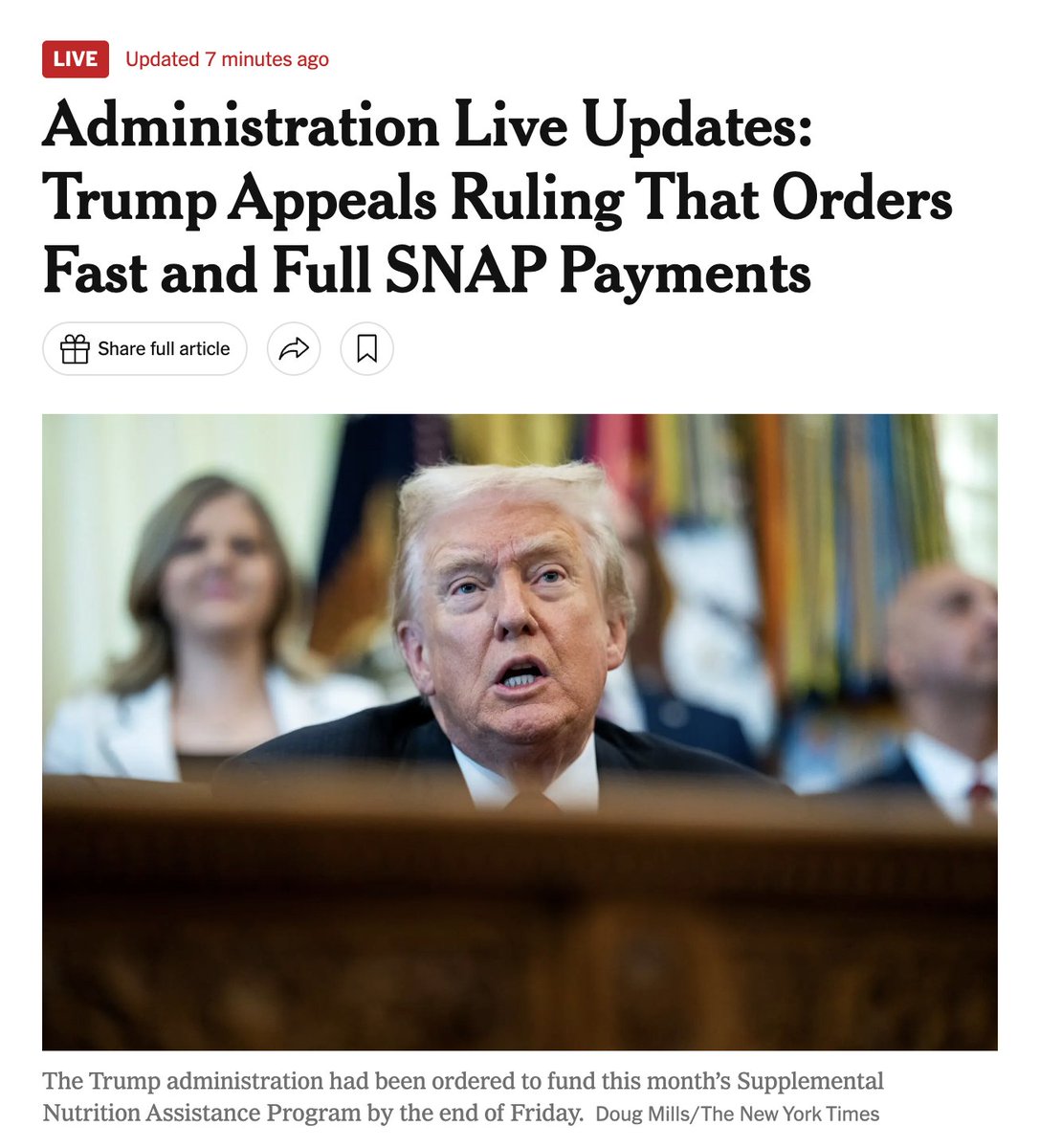 Translation: The Trump adminstration is doing everything possible to ensure that 42 million American