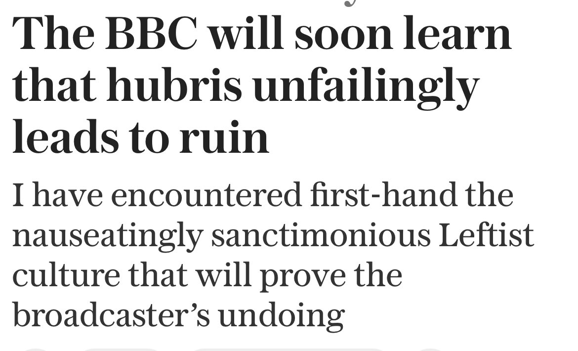 ‘The BBC doesn’t appear to think there is a story in the leaked memo..In response to each damning revelation, a BBC spokesman has issued the same mealy-mouthed line’

‘Hubris is a huge part of the problem’

By <a href="/CamillaTominey/">Camilla Tominey</a> in <a href="/Telegraph/">The Telegraph</a>