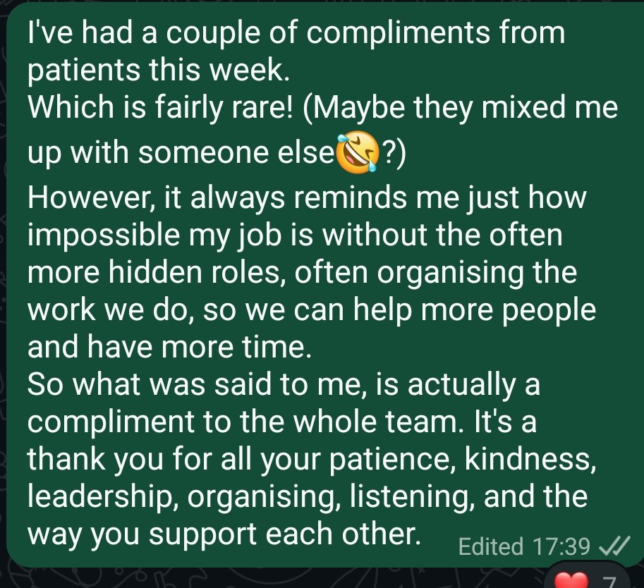 Sent to my GP team this evening. 

I expect this is true of lots of the NHS