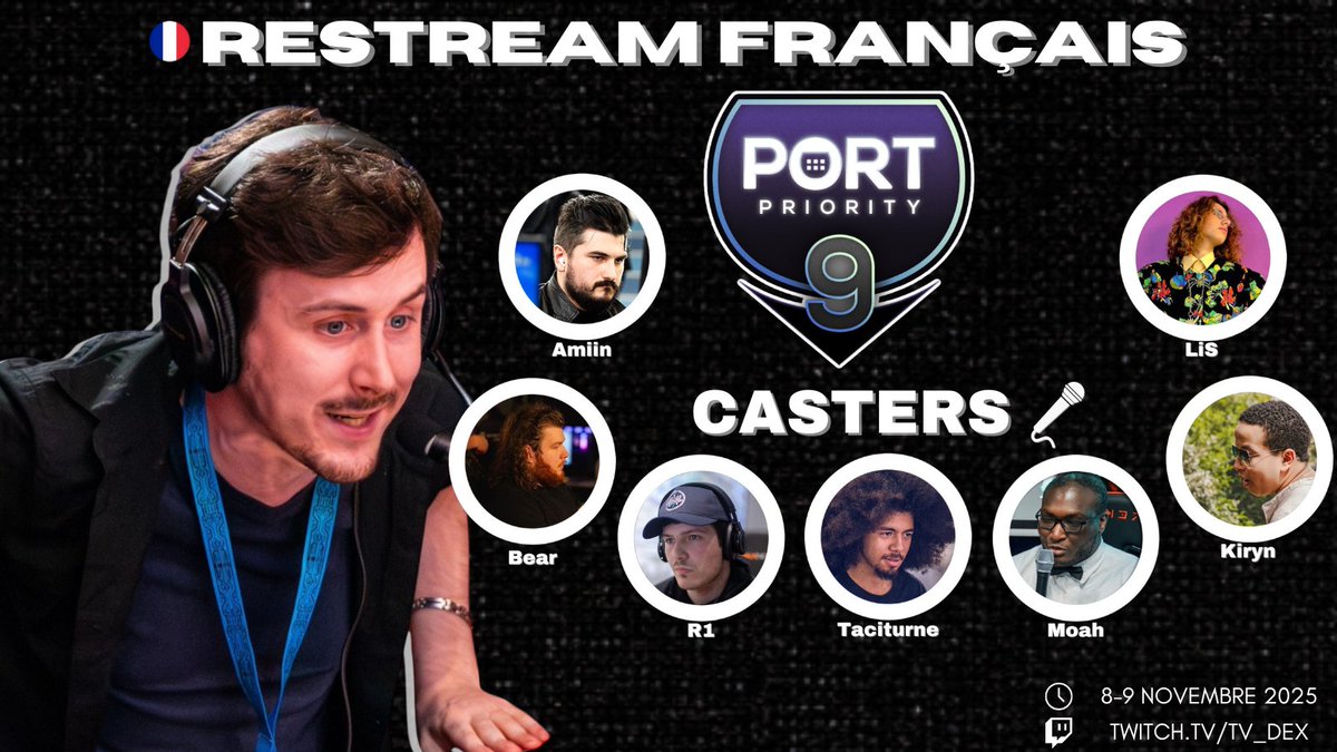 Tournoi de marque, dit invités de marque

Voici l'équipe au cast ce weekend pour le Port Priority 9 ! Donnez leur de la force, ils vont flinguer leur sommeil rien que pour vous !

Merci à <a href="/MoahRikunelOff/">MoahRikunel 🏳️‍⚧️</a>, <a href="/AmiinAmarante/">ExtraLife Café | Amiin</a>, <a href="/Fleur_2_Lis/">♡ LIS ♡</a>, <a href="/T4citurne_/">T4citurne 🗣️🎙️</a>, <a href="/anir_prd/">MW | KL | Kiryn 🫧</a>, <a href="/R1ssb/">NKN | MW | R1</a> et <a href="/BearThurr/">Arthur Bear ➡️ Mindset</a>