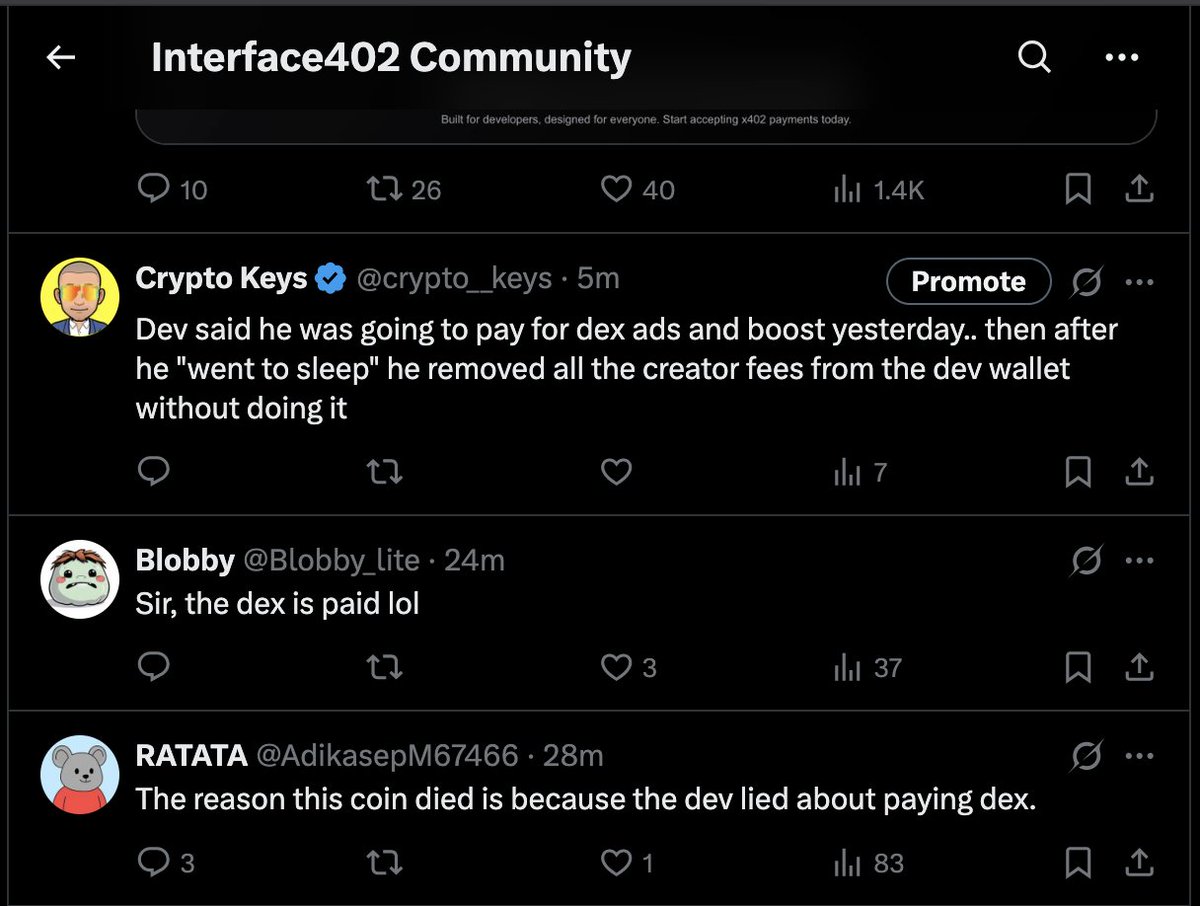 The <a href="/interface402/">Interface402</a> deleted this from the community, also the "community member" <a href="/Zxccrypto3/">inumaki. zxc</a> he paid $SOL to produce a video is a fresh account who's only ever posted about $INTERFACE 😂
