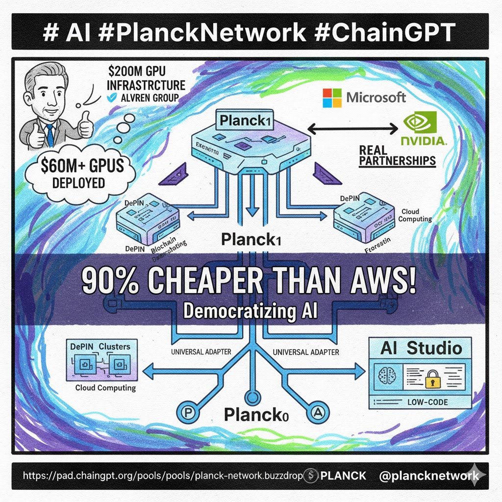 🔍 What sets #Planck Network apart as a pioneer

🔹AI Layer 0 for compute interoperability
🔹Decentralized AI cloud with modular Planck₀ &amp; compute native Planck₁
🔹90% cheaper than AWS with $60M GPU TVL

Explore more: pad.chaingpt.org/pools/planck-n… #AIInnovation #Web3