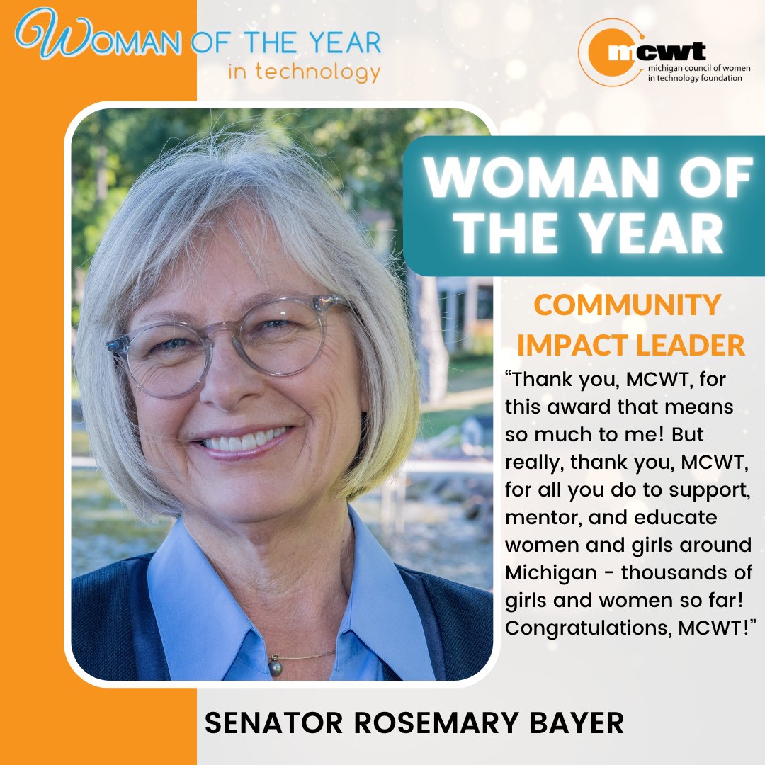 MCWT's tweet image. Honoring the 2025 MCWT Women of the Year in Technology! 💙✨
• Community Impact: Rosemary Bayer
• Empowering Leader: Mamatha Chamarthi
Both are driving real change and opening doors for girls and women in tech across Michigan. 🚀
#WomenInTech #MCWT #Leadership
