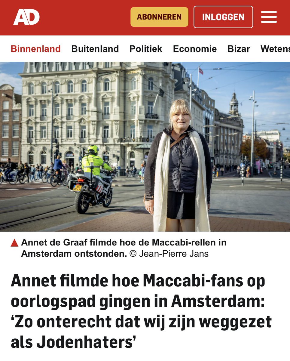 _WMedia_'s tweet image. ‘Annet filmde hoe Maccabi-fans op oorlogspad gingen in Amsterdam: ‘Zo onterecht dat wij zijn weggezet als Jodenhaters’

Een terugblik in het AD. Dank aan Raymond Boere.

ad.nl/binnenland/ann…