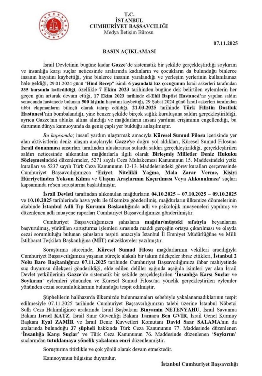 Türkiye Netanyahu'ya yakalama kararı çıkarttı. 
İki dünyada yatacak yeri yok katil siyonistin. 
#Netanyahu 
#NetanyahuWarCriminal
