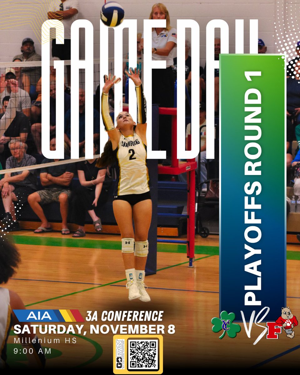 Who’s ready for playoff energy? 💚🏐 Our Lady Shamrocks vs. Florence Lady Gophers — 2025 AIA Girls Volleyball 3A State Playoffs (Round 1). Saturday, Nov 8 • 9AM @ Millennium High School. 🎟️ Tickets on GoFan — scan the code or hit the link in our story. Let’s pack the stands 🙌