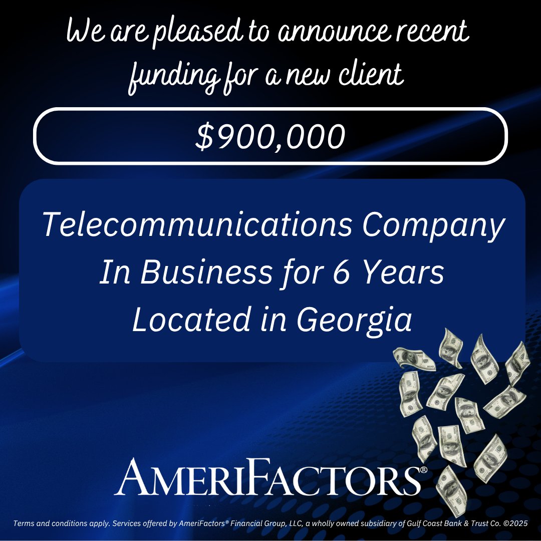 AmeriFactors's tweet image. AmeriFactors provides fast business funding. Contact us for a free quote. AmeriFactors.com
#businessfunding #accountsreceivablefinancing #cashflow #fastfunding #loanalternative #factoring #workingcapital #success #amerifactors