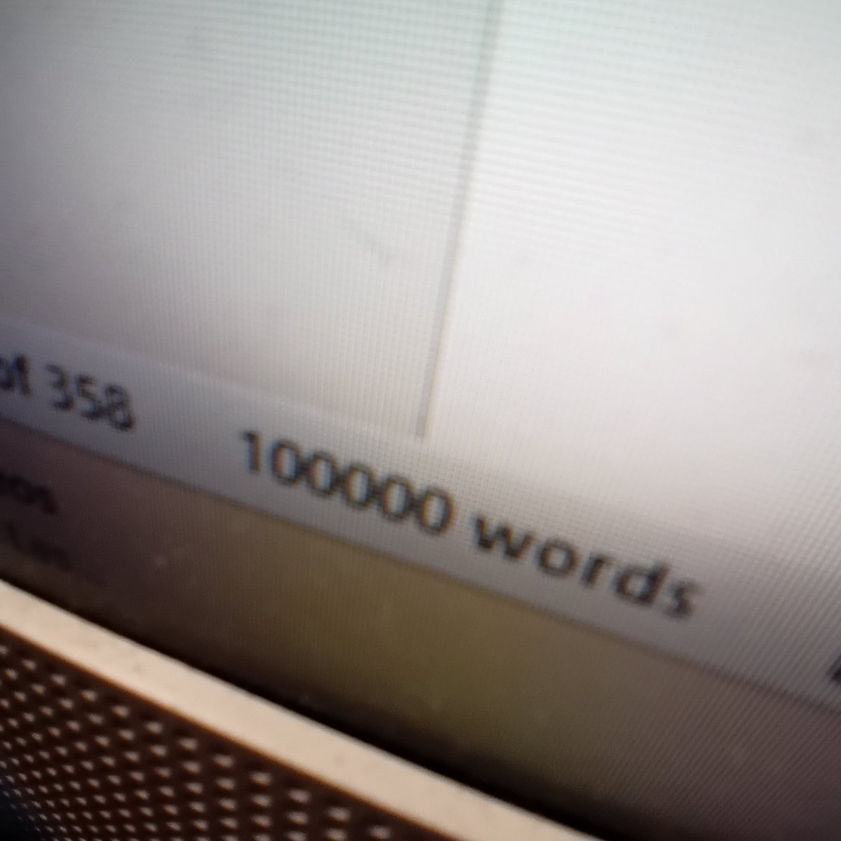 Very excited! I breached the 100,000 word barrier for the first time in my novel-writing career! Most of my adult books have been around the 80,000 - 90,000 mark so this has been a challenge, but fun, actually!

#WritingCommunity #amwriting #writing