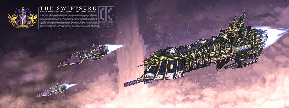 Chroma_Keyes's tweet photo. WH40K Mars Class Battlcruiser 
Ship Commission for @corinna_val 
#warhammer40k #RogueTrader https://t.co/qFcM6DDTXr