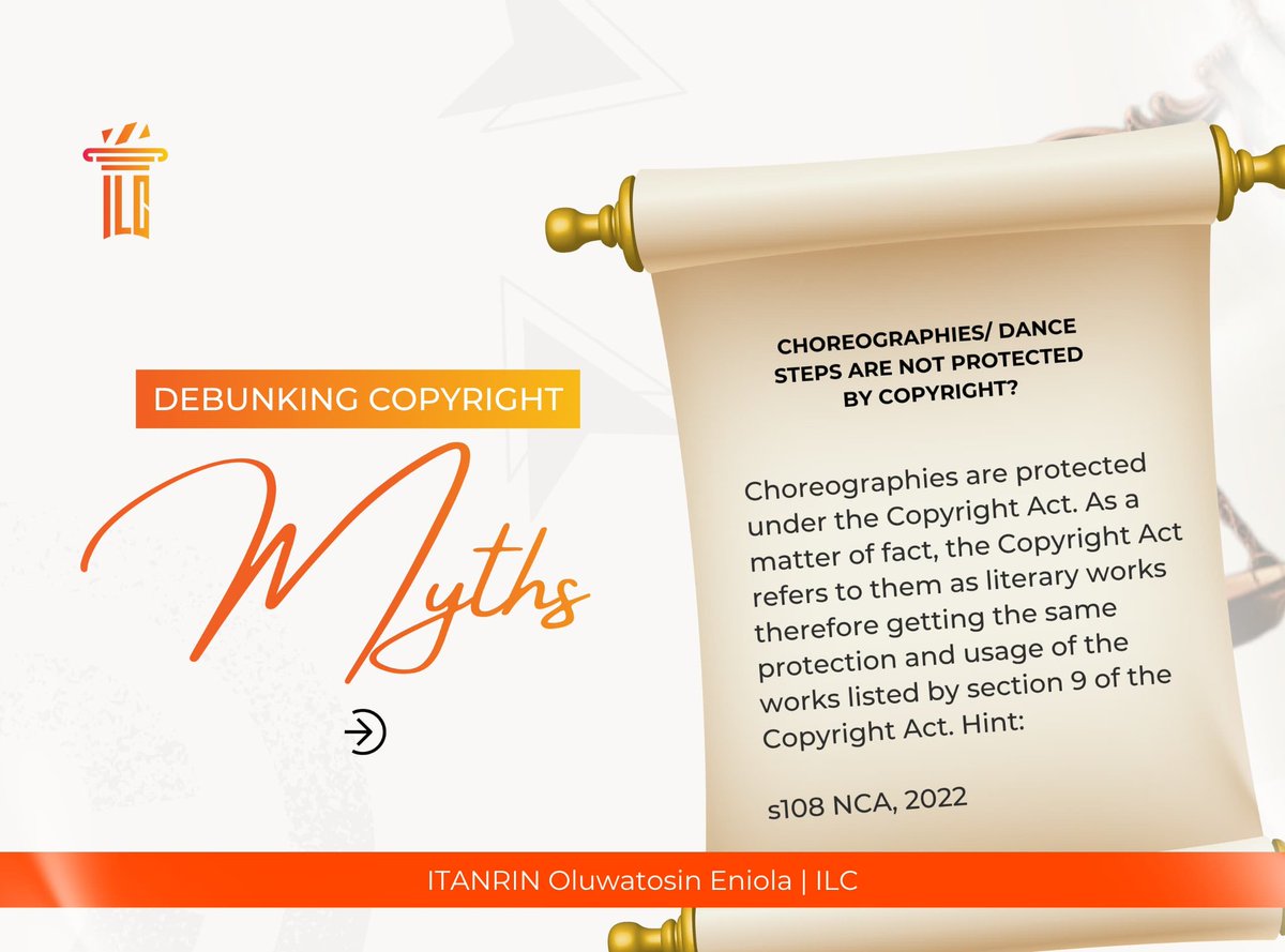 Choreographies and dance steps are protected and enjoy the protection of the Copyright Act