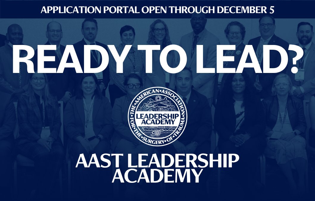 The AAST Leadership Academy develops and supports leaders in trauma and acute care surgery through education, mentorship, and community.

This unique program blends self-paced online modules with an in-person leadership event.

📅 Applications open now through Dec 5.