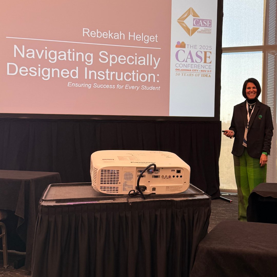 🎤 ICYMI...Our own Rebekah Helget had the opportunity to share not just 1, but 2 of her SLS team's shared knowledge &amp; work at this week's National CASE Conference in OKC. Her sessions were on Specially Designed Instruction (SDI) &amp; Prioritizing Educationally Relevant Services.