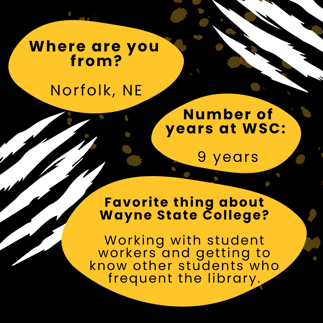 ConnLibrary's tweet image. 📚 Staff Spotlight: Marisa Goedhart
Library Tech at Conn Library for 9 years &amp;amp; proud 4th-gen WSC alum!
Dream trip? Japan, Australia &amp;amp; New Zealand 🌏
Favorite book? Anne of Green Gables 📖
Check out the image to learn more!
#ConnLibrary #StaffSpotlight #WayneStateCollege