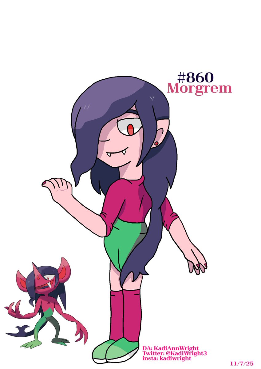KadiWright3's tweet photo. Humanized Morgrem 👿🖤🩷 #PokemonSwordandShield #Morgrem #pokemonfanart #PokemonArt #digitalart https://t.co/i7AdfsaZOV
