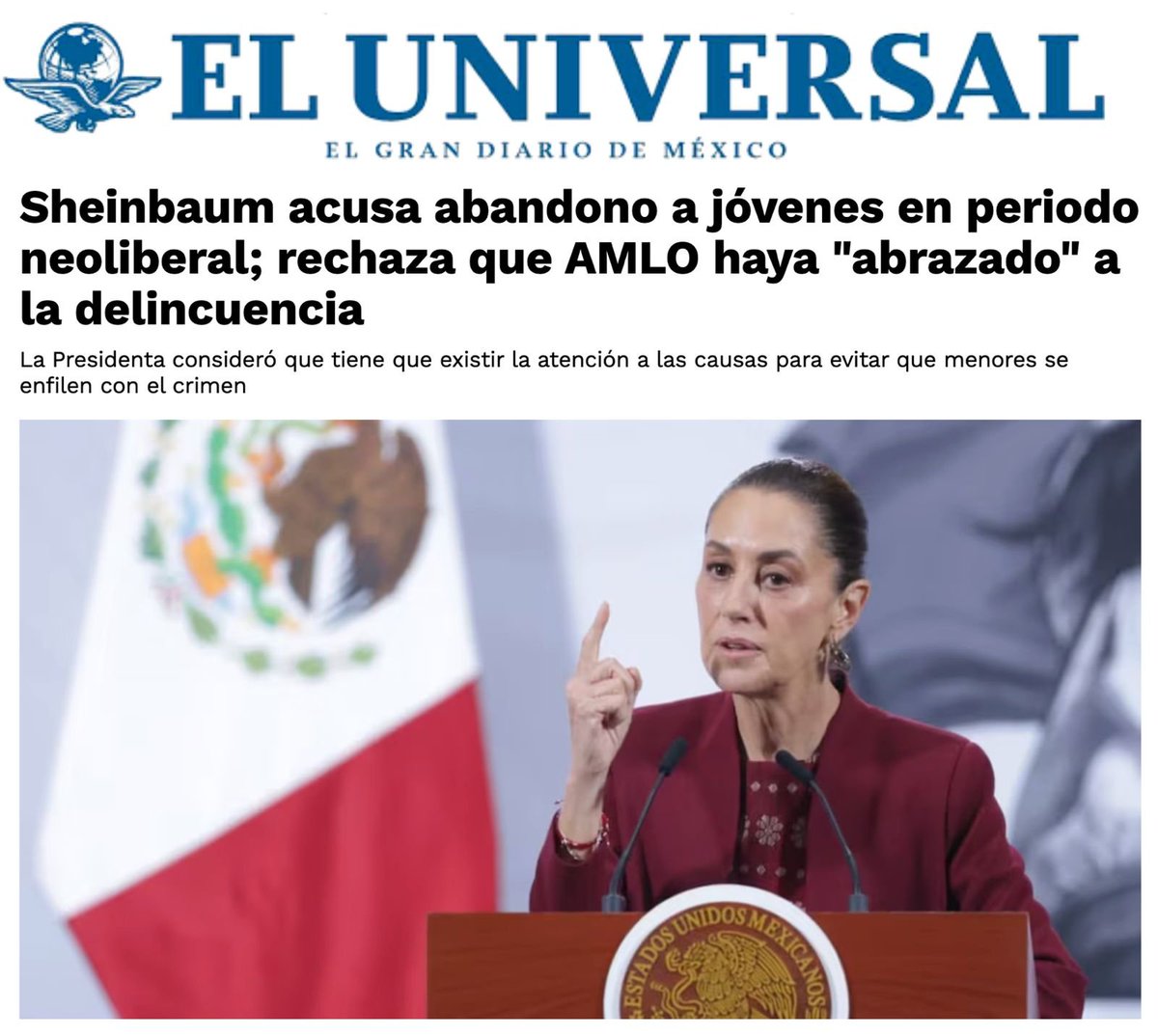 manuelanorve's tweet image. La presidenta @Claudiashein intenta culpar al pasado por la violencia, pero los hechos la desmienten:

El asesino del alcalde Carlos Manzo tenía 17 años; es decir, en 2018, cuando el presidente Peña Nieto concluyó su mandado, él tenía 10 años.

Toda su adolescencia la vivió bajo…