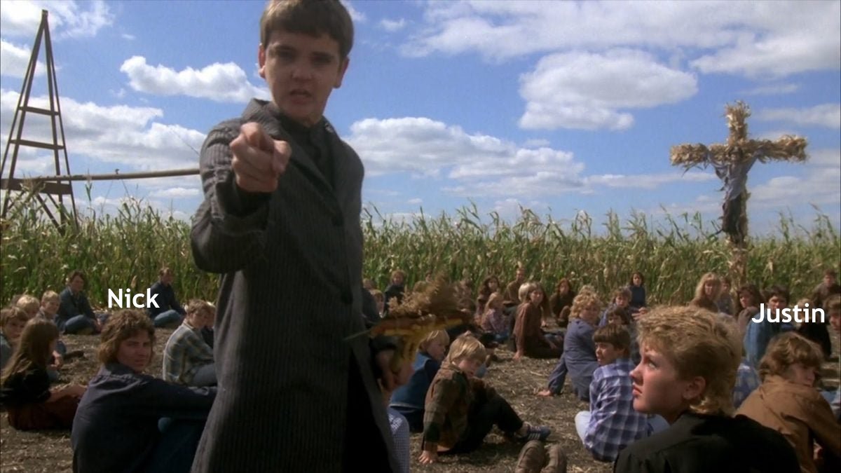 PodMicroscope's tweet photo. You say we have a perfect #podcast? Aw, shucks! It's #childrenofthecorn day on #moviemicroscope. Join Nick & Justin as they walk behind + BETWEEN the #rows talking about this dusty #stephenking adaptation. #lindahamilton #courtneygains #gunkata #bushido #outlander #gasahol #corn https://t.co/QnxqNj5am1