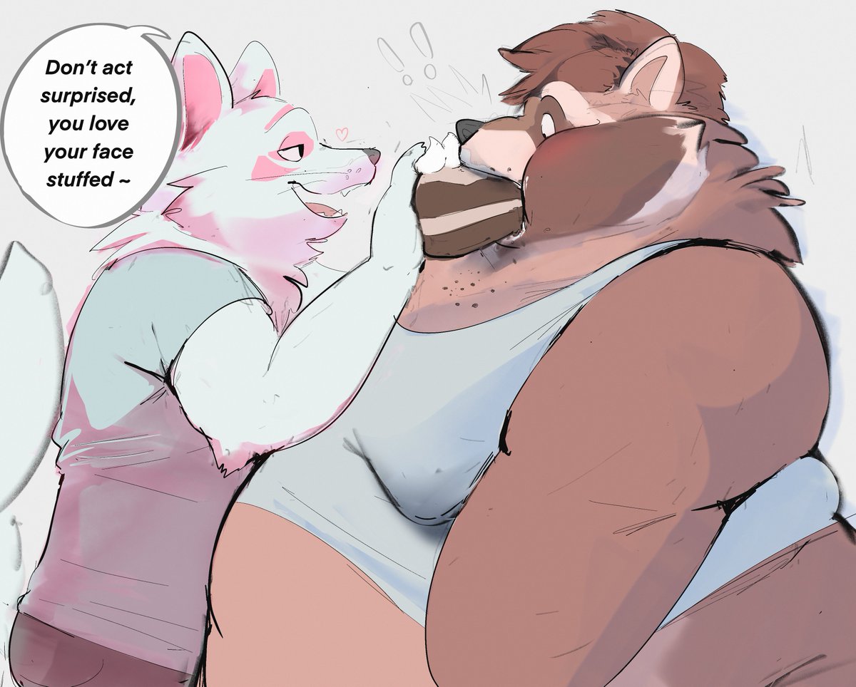 Indulging myself and drawing my sona being fed cakes endlessly ~ 💕