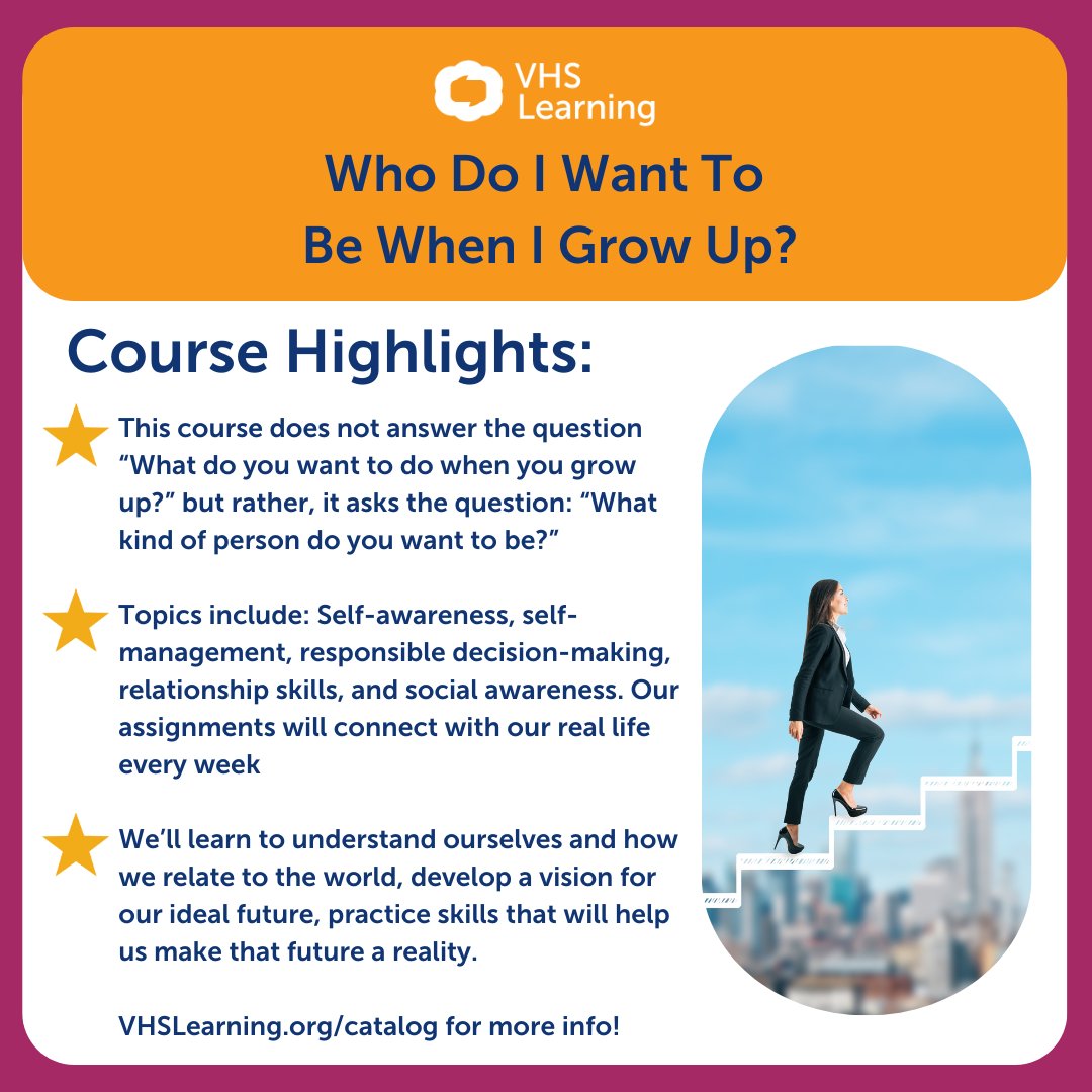 VHSLearning's tweet image. 💻✏️Do you have the skills you need to become the best version of yourself as you grow into adulthood? 📚 Boost your skills with this course! Dive into various topics that encourage you to search inside yourself❤️
 
Click here for more information!
 vhslearning.org