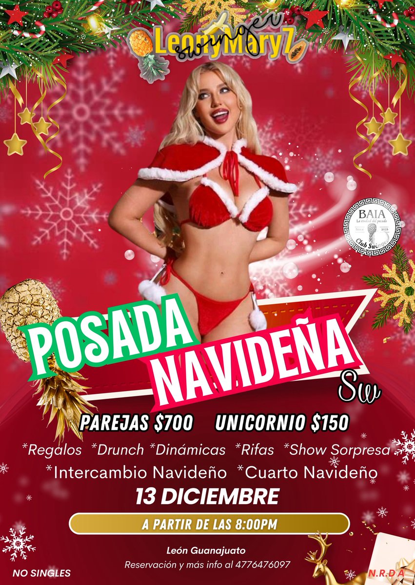 AresyLeone7's tweet photo. 🎄🔥 ¡Llega la Posada Swinger 2025 de Leon & Mary!
📅 13 de diciembre | 🕗 8:00 p.m. | 📍 León, Gto.
Habrá intercambio navideño 🎁 rifas 🍾 cuarto navideño 😈 y un show sorpresa que te encantará 💃
Más info por privado 😉
#PosadaSwinger #LeónyMary #ComunidadSwinger https://t.co/yd9ElBFE1f