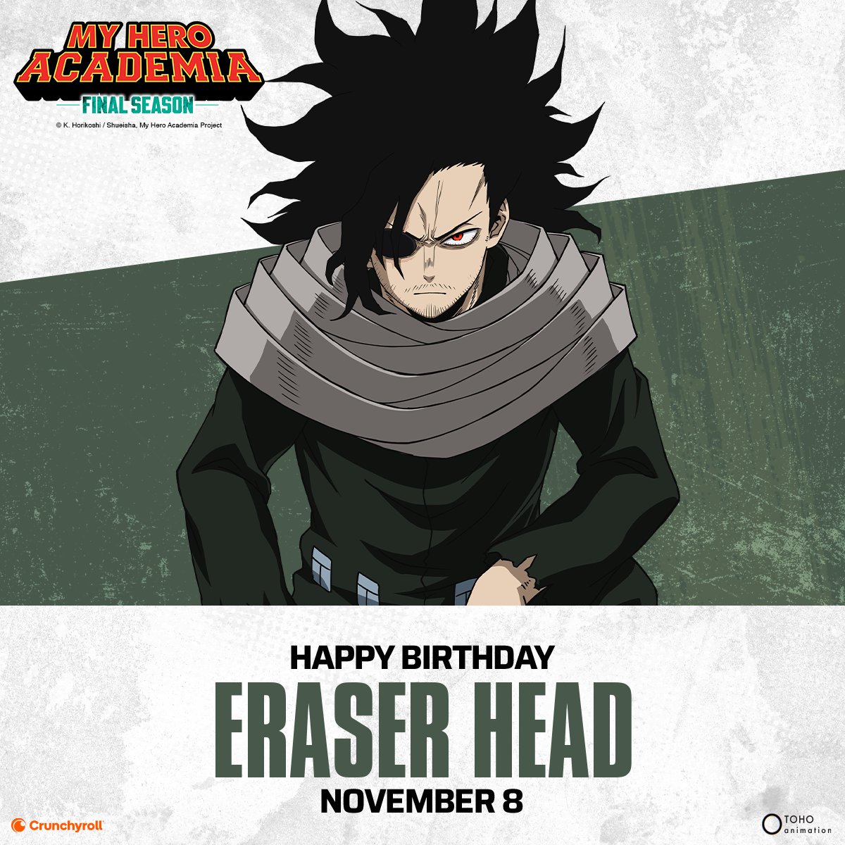 MHAOfficial's tweet image. Happy birthday, Eraser Head! 🔥🎂