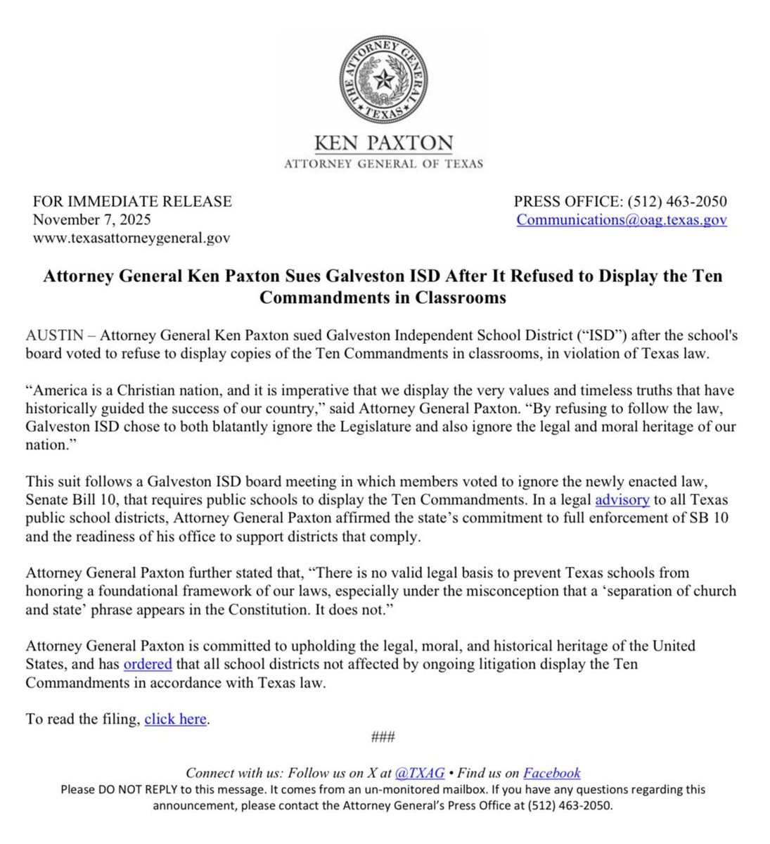 Attorney General Ken Paxton tweet media