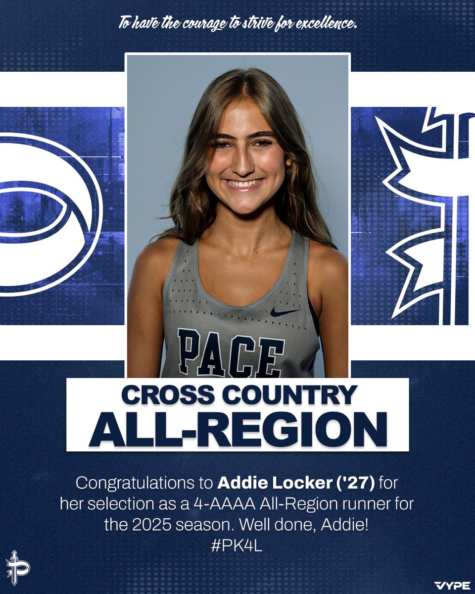 PaceKnights's tweet image. Congratulations to Addie Locker (&apos;27) for her selection as a 4-AAAA All-Region runner for the 2025 season. Well done, Addie! #PK4L